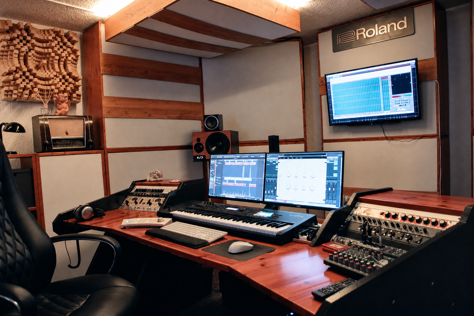 Regieraum des Tonstudios in Strehla